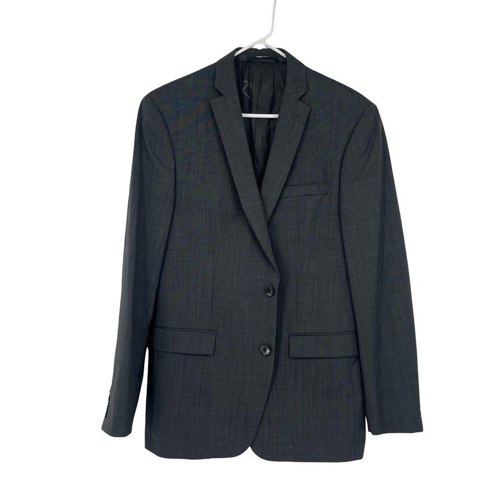 Bar III Men's 40R Slim Fit Wool Blazer Charcoal Gray Macy's 2 Button Suit Jacket
